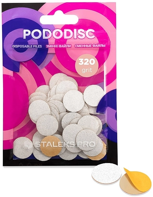 Staleks PRO Сменные файлы для педикюрного диска "Pododisc", S, белые, 320 грит, 50 шт. - фото N1