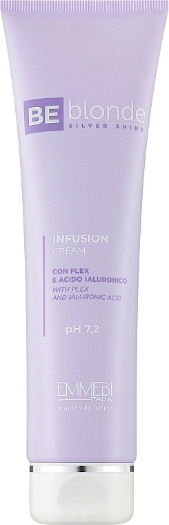 Emmebi Italia Крем-блиск термозахисний антижовтий незмивний Be Blonde Silver Infusion Cream - фото N1