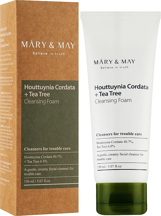 Очищающая пенка для проблемной кожи - Mary & May Houttuynia Cordata+Tea Tree Cleansing Foam, 150 мл - фото N2