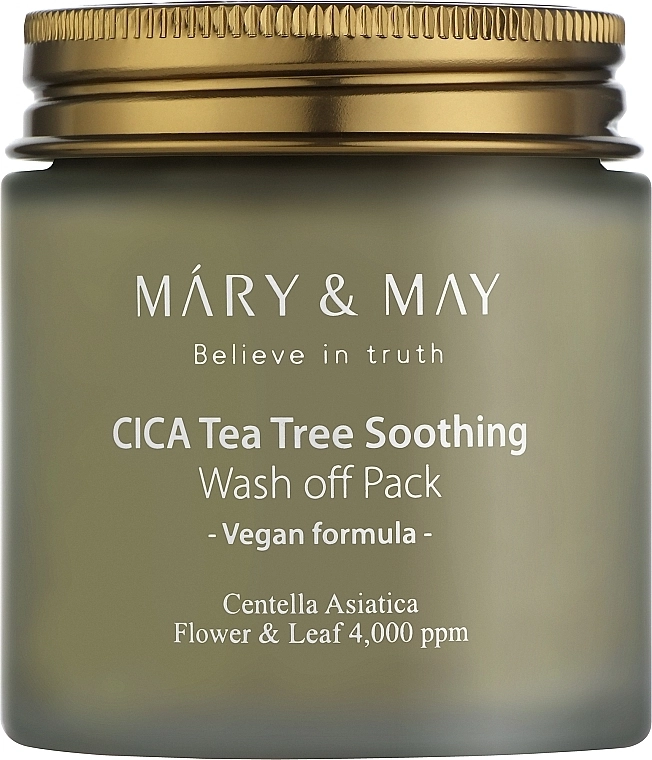 Заспокійлива очищувальна маска для обличчя - Mary & May Cica Tea Tree Soothing Wash Off Pack, 125 г - фото N1