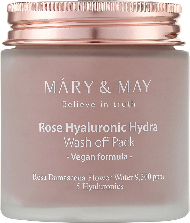 Очищувальна маска з екстрактом троянди та гіалуроновою кислотою - Mary & May Rose Hyaluronic Hydra Wash Off Pack, 125 г - фото N1
