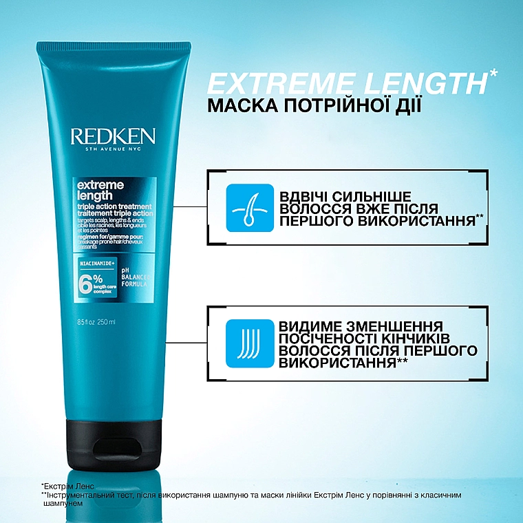 Redken Многофункциональная маска тройного действия для укрепления волос по длине Extreme Length Triple Action Treatment - фото N5