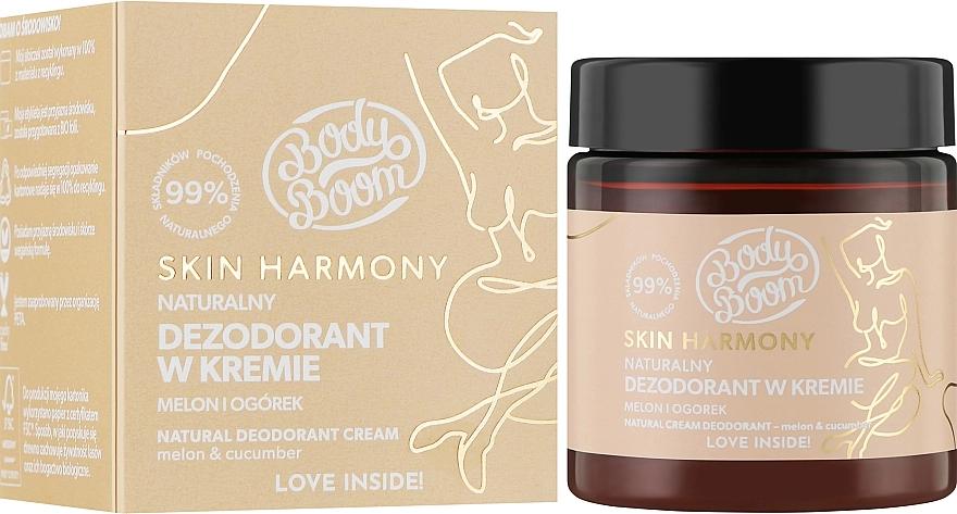 BodyBoom Кремовий дезодорант "Диня/Огірок" Skin Harmony Natural Cream Deodorant - фото N2