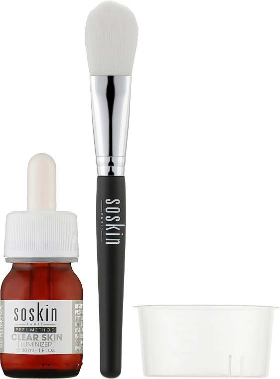 Soskin Набор "Сияние кожи" Clear Skin Peeling Luminizer (peel/gel/30ml + brush + cup) - фото N2