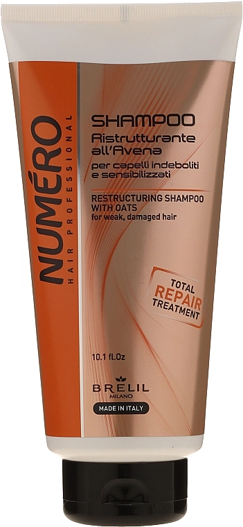 Brelil Восстанавливающий шампунь для волос с экстрактом овса Numero Restructuring Shampoo with Oats - фото N1
