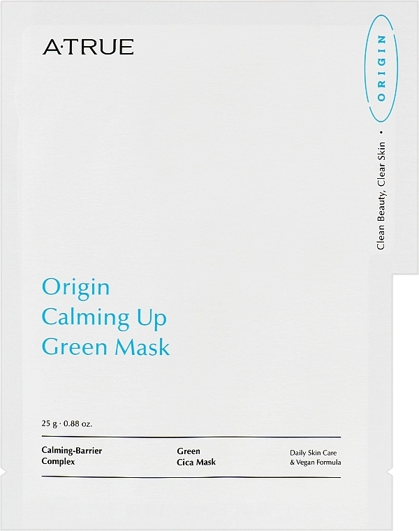 A-True Заспокійлива маска з екстрактом центели та гіалуроновою кислотою Origin Calming Up Green Mask - фото N1