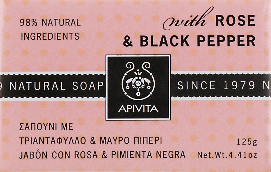 Apivita Мыло "Роза и черный перец" Soap with Rose and Black pepper - фото N1