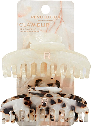 Revolution Haircare Набір затискачів для волосся, 2 шт. Acetate Claw Clip Tortoiseshell/ Ivory - фото N1