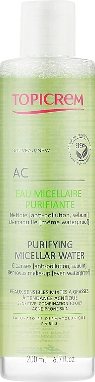 Topicrem Очищувальна міцелярна вода AC Purifying Micellar Water - фото N1