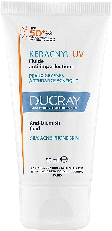 Ducray Сонцезахисний флюїд для обличчя Keracnyl UV Anti Blemish Fluid SPF50+ - фото N1