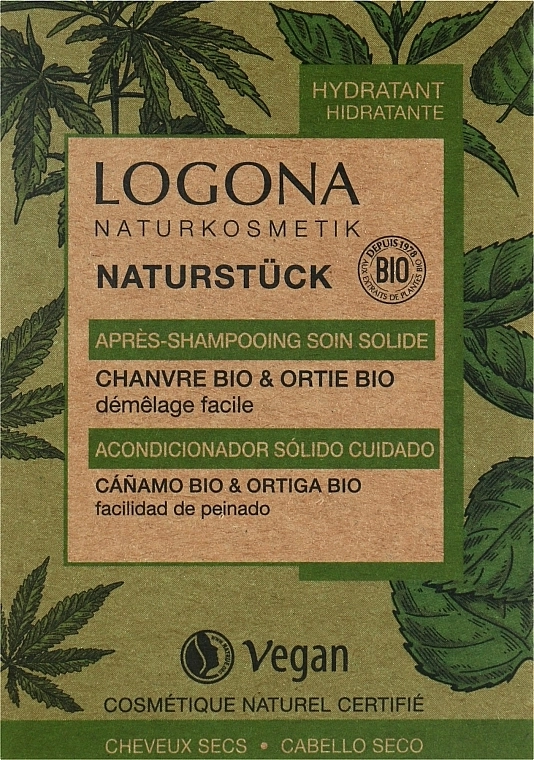 Logona Твердый кондиционер для волос "Конопля и Крапива" Organic Hemp & Stinging Nettle Solid Conditioner - фото N1