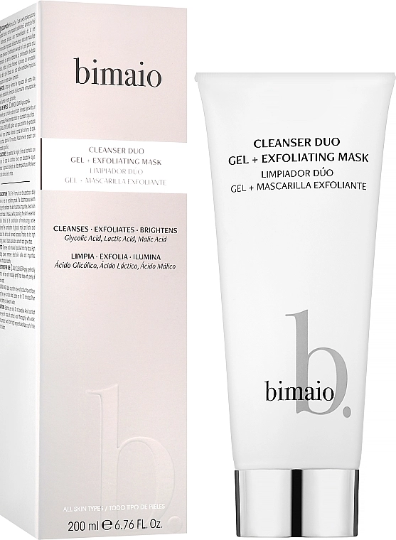 Bimaio Подвійний очищувальний засіб Cleanser Duo Gel+Exfoliating Mask - фото N2