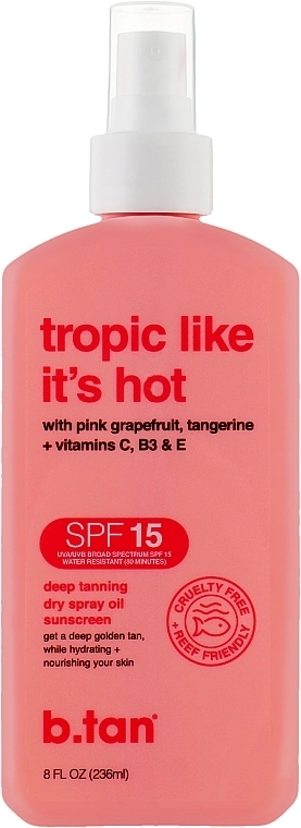 B.tan Масло для загара с SPF 15 "Tropic Like It's Hot" Tanning Oil - фото N1