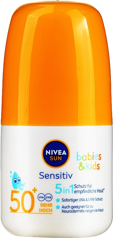 Nivea Дитячий сонцезахисний кульковий лосьйон 5 в 1 Sun Babies & Kids Protect & Sensitive Roll-On SPF 50+ - фото N1