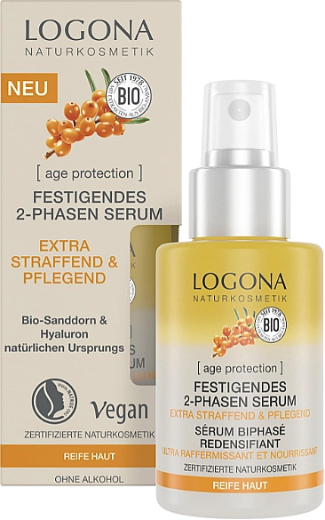 Logona Антивікова двофазна зміцнювальна сироватка "Обліпиха" Age Protection Extra-Firming & Nourishing 2-Phase Firming Serum - фото N1