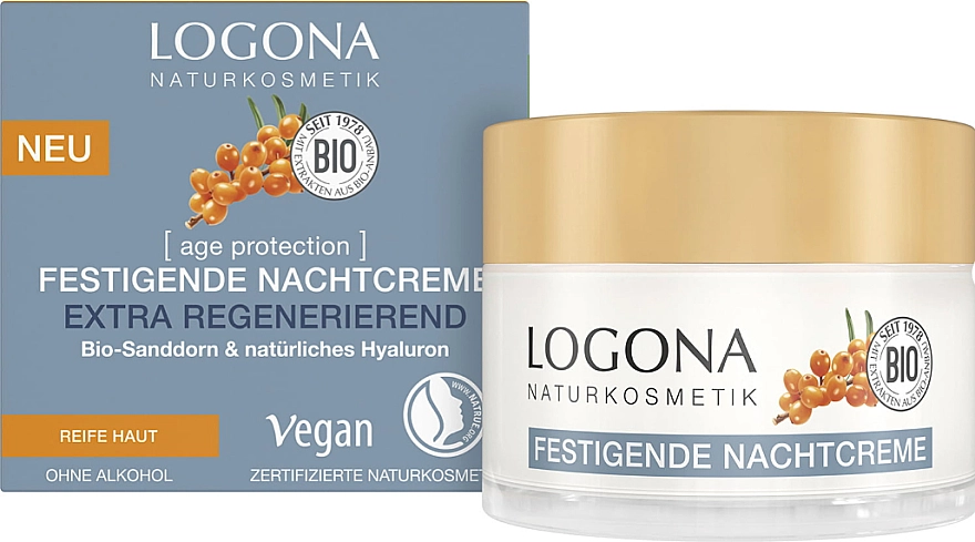 Logona Зміцнювальний нічний крем "Обліпиха" Age Protection Extra-Firming & Nourishing 2-Phase Firming Night Cream - фото N1