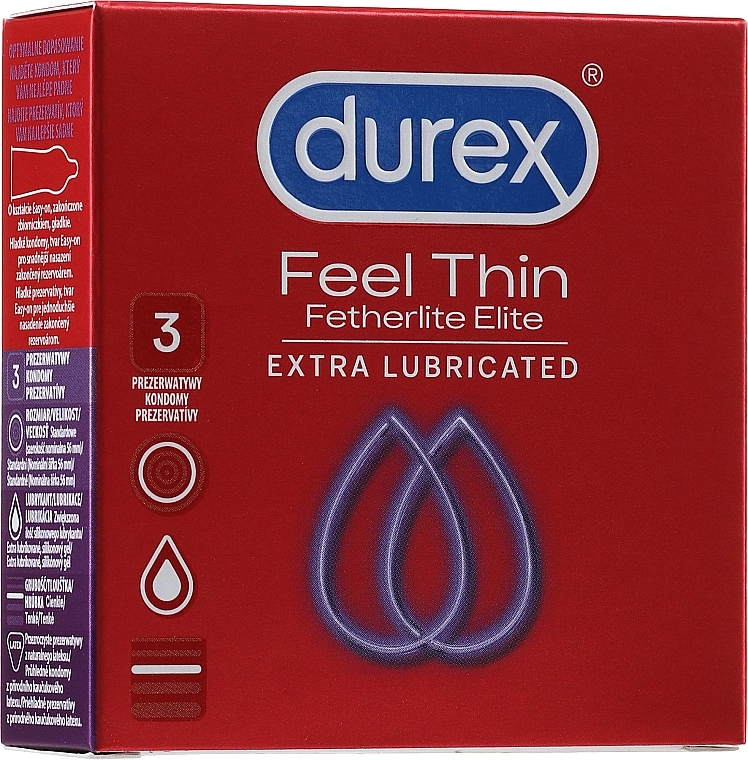 Durex Презервативи, 3 шт. Fetherlite Elite Extra Lubricated - фото N1