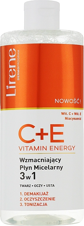 Lirene Зміцнювальна міцелярна вода 3 в 1 "Енергія вітамінів С + Е" C+E Vitamin Energy - фото N1