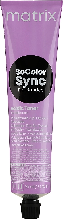 Matrix Безаміачний тонер на кислотній основі для волосся SoColor Sync Pre-Bonded Acidic Toner Translucent - фото N2