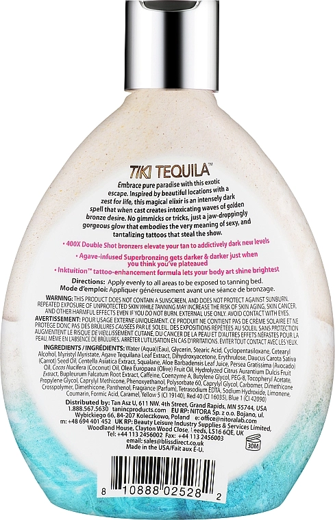 Tan Incorporated Крем для солярия с супербронзантами и защитой тату Tiki Tequila 400x Double Shot Luxe Tanning - фото N2