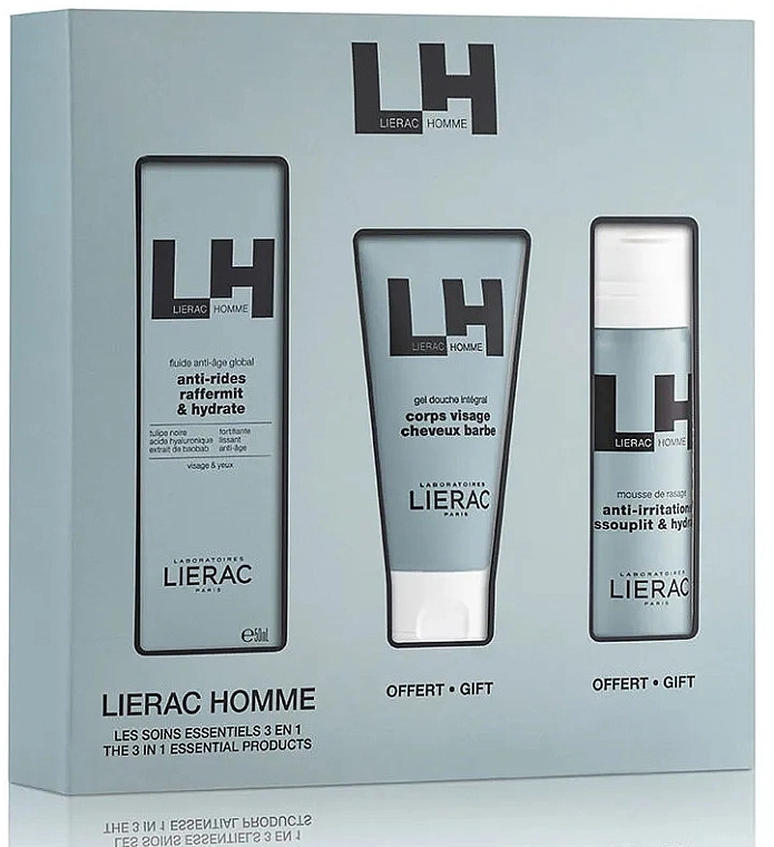 Lierac Набор Homme The 3 in 1 Essential Products (fluid/50ml + sh/mousse/50ml + sh/gel/50ml) - фото N1