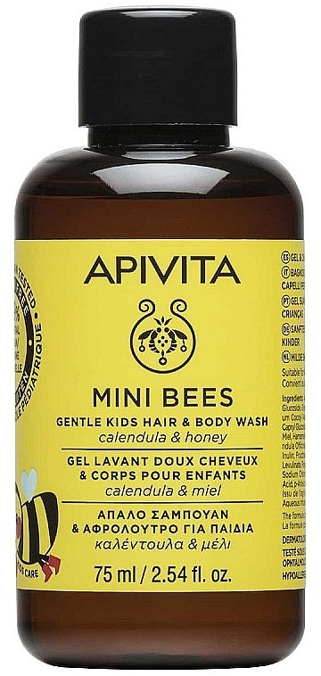 Apivita Засіб для миття тіла і волосся з календулою Mini Bees Gentle Kids Hair & Body Wash - фото N1