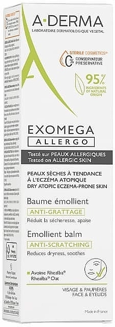 A-Derma Пом’якшувальний бальзам проти свербежу Exomega Allergo Emollient Balm Anti-Scratching - фото N2
