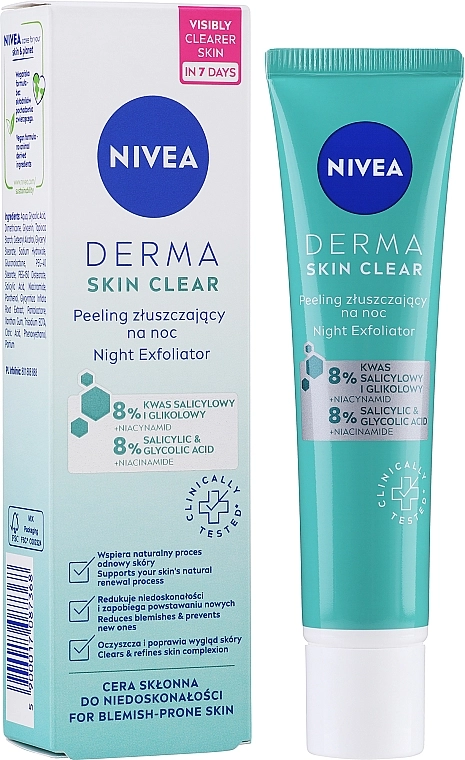 Nivea Нічний відлущувальний пілінг Derma Skin Clear Night Exfoliator - фото N1