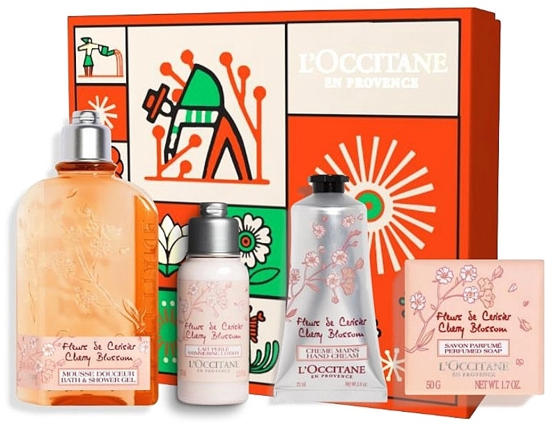 L'Occitane Набор Cherry Blossom (sh/gel/250ml + b/lot/75ml + soap/50g + h/cr/75ml) - фото N1