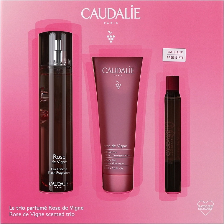 Caudalie Rose De Vigne Набор (edt/50ml + edt/10ml + sh/gel/50ml) - фото N1