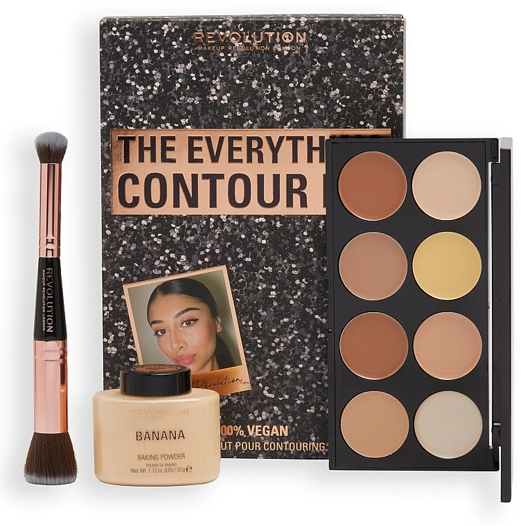 Makeup Revolution Набір The Everything Contour Kit Gift Set (contour/palette/13g + powder/32g + brush/1pcs) - фото N1