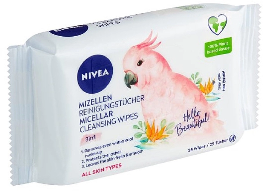 Nivea Биоразлагаемые мицеллярные салфетки для снятия макияжа Biodegradable Micellar Cleansing Wipes 3 In 1 Hello Beautiful - фото N1