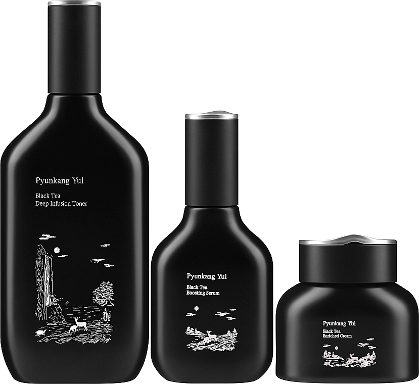 Pyunkang Yul Набор для лица Black Tea Line Gift Set (f/toner/130ml + f/ser/45ml + f/cr/60ml) - фото N2