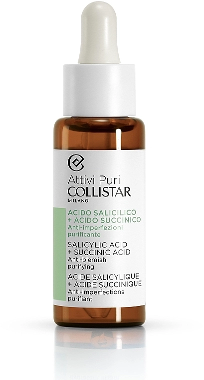 Collistar Краплі для обличчя із саліциловою і бурштиновою кислотою Attivi Puri Salicylic Acid + Succinic Acid - фото N1