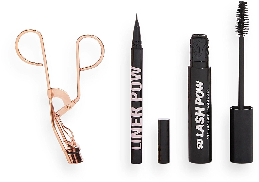 Makeup Revolution Lash Pow Eye Duo Gift Set (eyelash curler/1pc + mascara/12.2ml + eyeliner/3ml) Набор - фото N3