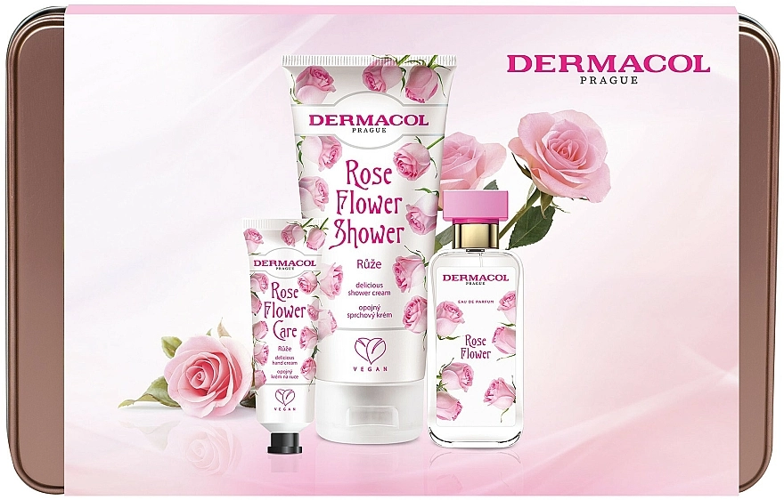 Dermacol Rose Flower Набір (edp/50ml + h/cr/30ml + sh/cr/200ml) - фото N1