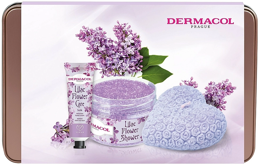 Dermacol Набір Lilac Flower (h/cr/30ml + b/scrub/200g + candle/130g) - фото N1