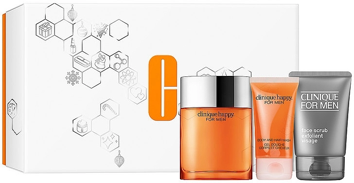 Clinique Happy For Men Набір (edc/100ml + scr/100ml + body/hair/gel/50) - фото N1