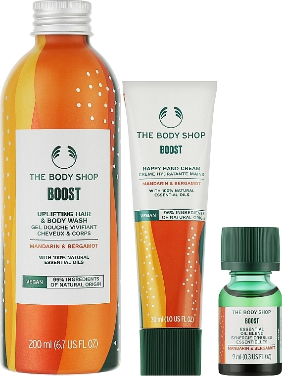 The Body Shop Набір Mandarin & Bergamot Vegan Boost (gel /200ml + oil /9ml + h/cr/30ml) - фото N2