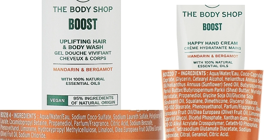 The Body Shop Набір Mandarin & Bergamot Vegan Boost (gel /200ml + oil /9ml + h/cr/30ml) - фото N4