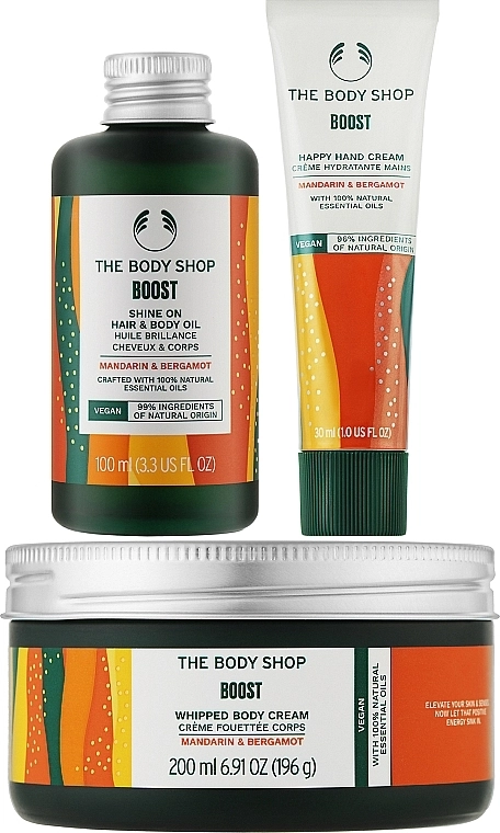 The Body Shop Набор Mandarin & Bergamot Vegan Boost (h/b/oil/100ml + b/cr/200 + h/cr/30ml) - фото N2