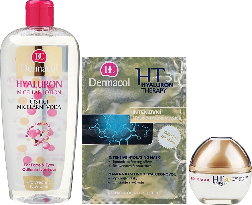 Dermacol Набір Hyaluron Therapy 3D (cr/50ml + mask/16ml + micel/water/400ml) - фото N2