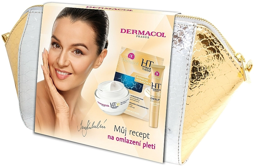 Dermacol Набор Hyaluron Therapy 3D (f/cr/50ml + eye/cr/15ml + f/mask/2x8ml + bag) - фото N1