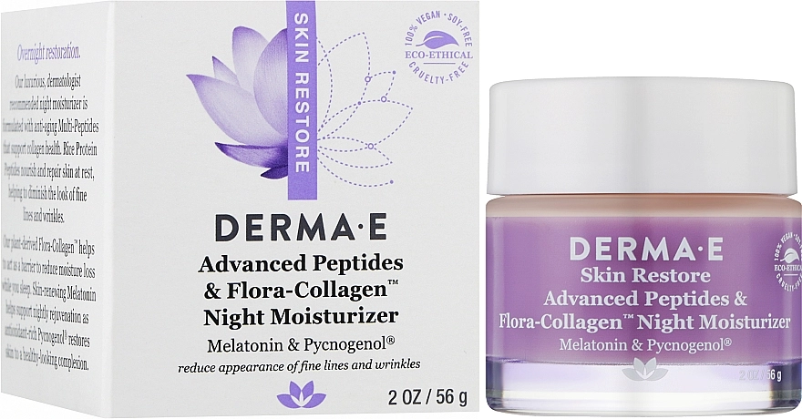 Derma E Нічний зволожувальний пептидний крем проти глибоких зморщок Skin Restore Advanced Peptides & Flora- Collager Night Moisturizer - фото N2