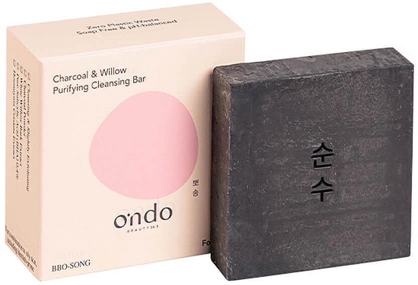 Ondo Beauty 36.5 Мило з вугіллям для обличчя та тіла Charcoal & Willow Purifying Cleansing Bar - фото N1
