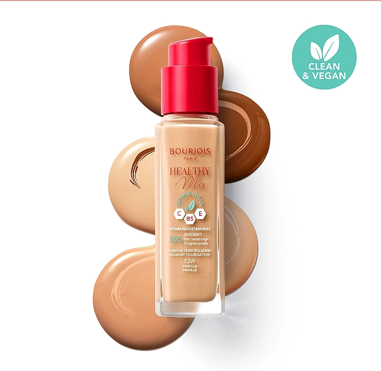 Зволожуюча тональна основа - Bourjois Healthy Mix Clean & Vegan, 53W - Light Beige, 30 мл - фото N3