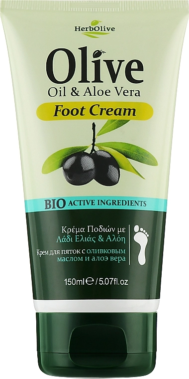 Madis Крем для ухода за ногами "Алоэ вера" HerbOlive Foot Care Cream Aloe - фото N1