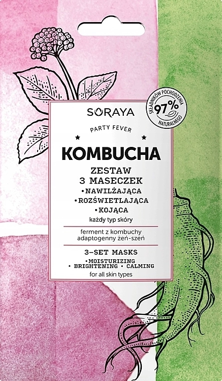 Soraya Набір масок для обличчя Kombucha 3-Set Masks - фото N1