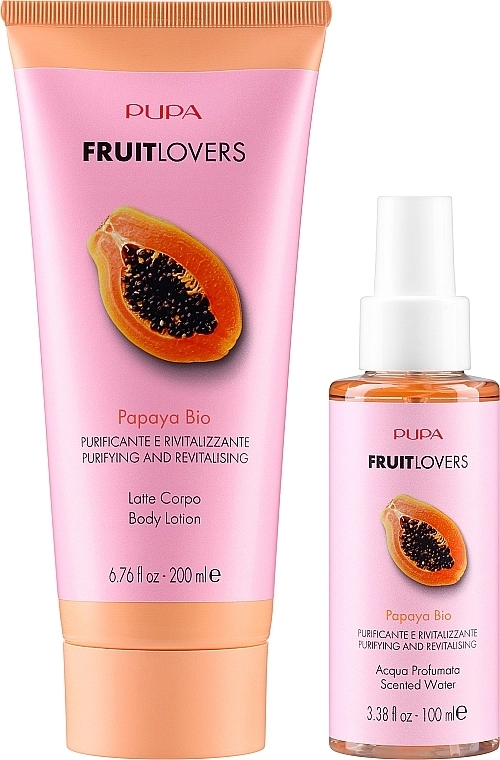 Pupa Набор Fruit Lovers Papaya (sh/milk/200ml + b/spray/100ml + box) - фото N2