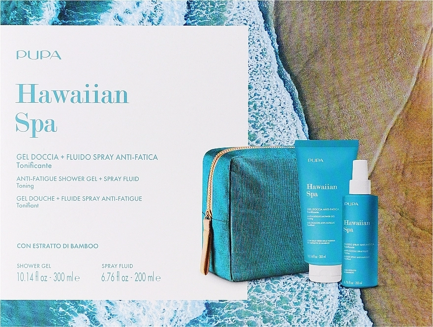 Pupa Набор Hawaiian Spa Kit 2 (sh/gel/300ml + fluid/spray/200ml + bag) - фото N1